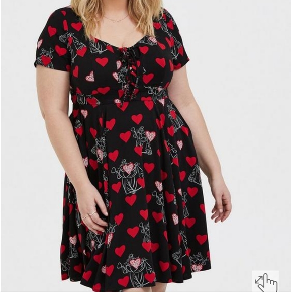 SALE Disney Villains Queen of Hearts Black Lace-Up Skater Dress - Picture 7 of 7